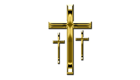 DNSEMP-C-517-GD-SH-WT Empire Corner Gold 3 Crosses White